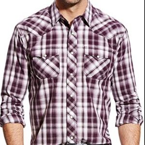 Wrangler Pearl Snap Button Down Plaid Collared Shirt